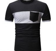 Ericdress Round Neck Color Block Pocket Loose Mens T-shirt