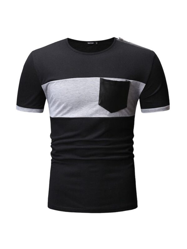 Ericdress Round Neck Color Block Pocket Loose Mens T-shirt