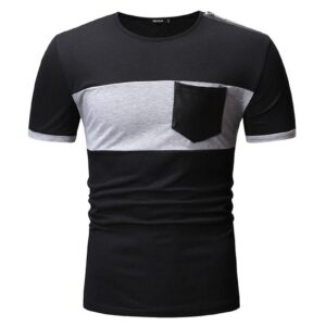 Ericdress Round Neck Color Block Pocket Loose Mens T-shirt