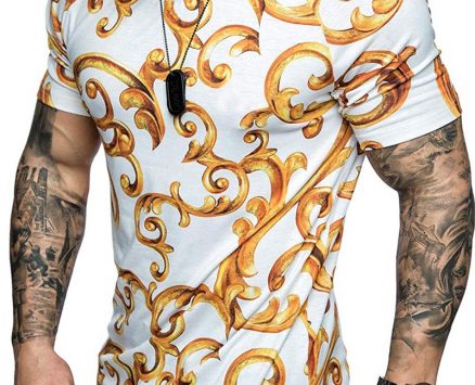 Ericdress Round Neck Color Block Print Mens T-shirt