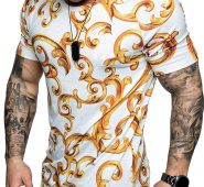 Ericdress Round Neck Color Block Print Mens T-shirt