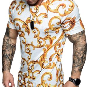 Ericdress Round Neck Color Block Print Mens T-shirt