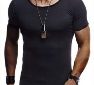Ericdress Round Neck Plain Casual Slim Mens T-shirt
