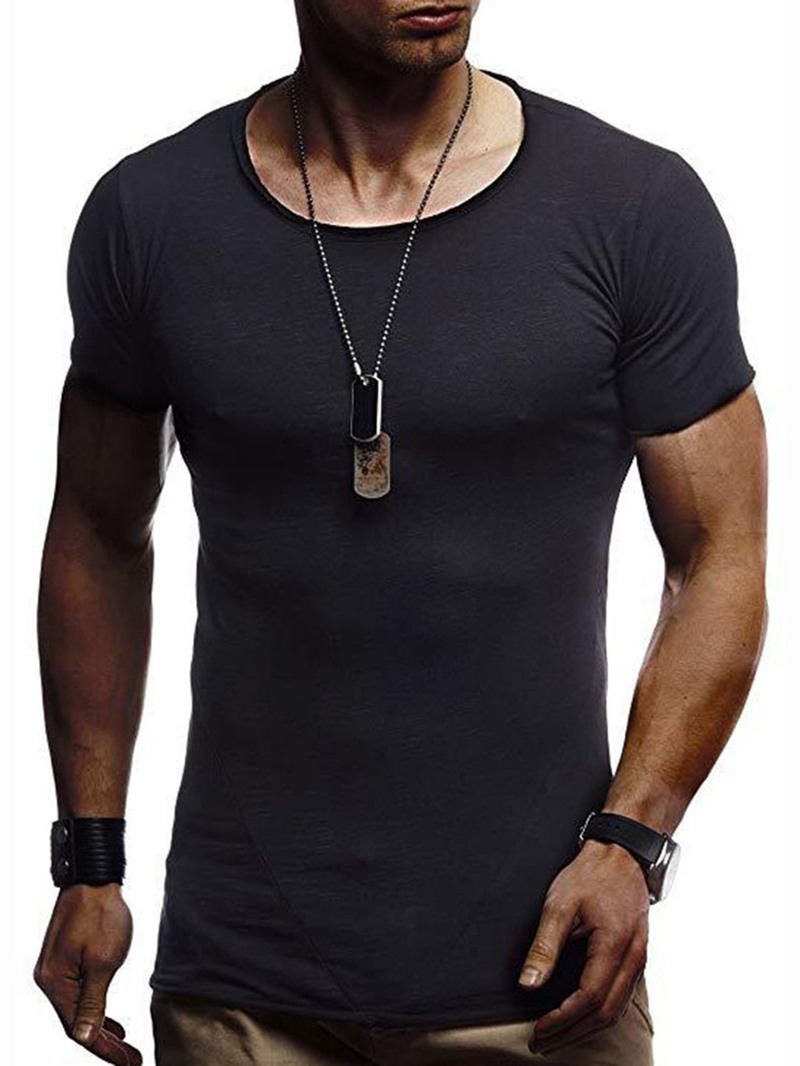 Ericdress Round Neck Plain Casual Slim Mens T-shirt