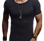 Ericdress Round Neck Plain Casual Slim Mens T-shirt
