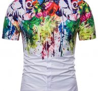 Ericdress Short Sleeve Color Block Slim Fit Men’s Shirt