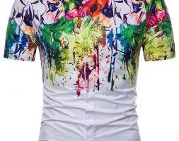 Ericdress Short Sleeve Color Block Slim Fit Men’s Shirt