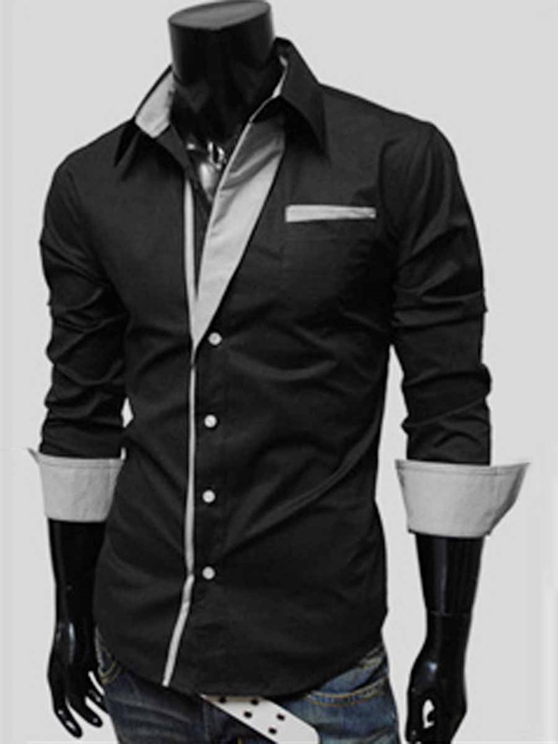 Ericdress Simple Lapel Single-Breasted Men's Shirt