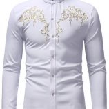 Ericdress Stand Collar Color Block Casual Slim Single-Breasted Men’s Shirt