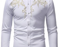 Ericdress Stand Collar Color Block Casual Slim Single-Breasted Men’s Shirt