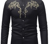 Ericdress Stand Collar Color Block Casual Slim Single-Breasted Men’s Shirt