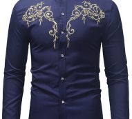 Ericdress Stand Collar Color Block Casual Slim Single-Breasted Men’s Shirt