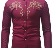 Ericdress Stand Collar Color Block Casual Slim Single-Breasted Men’s Shirt