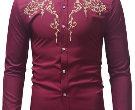 Ericdress Stand Collar Color Block Casual Slim Single-Breasted Men’s Shirt