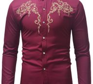 Ericdress Stand Collar Color Block Casual Slim Single-Breasted Men’s Shirt