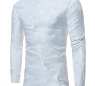 Ericdress Stand Collar Irregular Print Slim Men’s Shirt