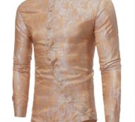 Ericdress Stand Collar Irregular Print Slim Men’s Shirt