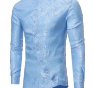 Ericdress Stand Collar Irregular Print Slim Men’s Shirt