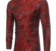 Ericdress Stand Collar Irregular Print Slim Men’s Shirt