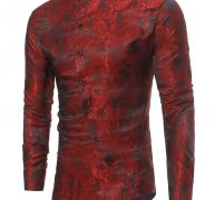 Ericdress Stand Collar Irregular Print Slim Men’s Shirt