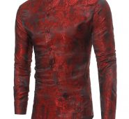 Ericdress Stand Collar Irregular Print Slim Men’s Shirt