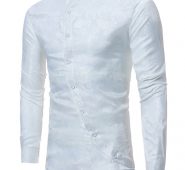 Ericdress Stand Collar Irregular Print Slim Men’s Shirt