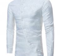 Ericdress Stand Collar Irregular Print Slim Men’s Shirt
