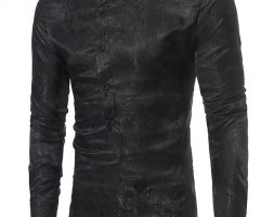Ericdress Stand Collar Irregular Print Slim Men’s Shirt