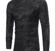 Ericdress Stand Collar Irregular Print Slim Men’s Shirt