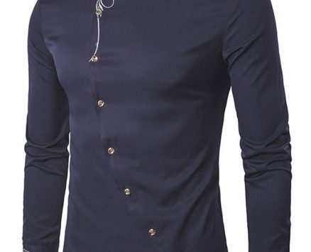 Ericdress Stand Collar Irregular Quality Men’s Shirt
