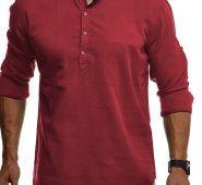 Ericdress Stand Collar Plain Casual Slim Men’s Shirt