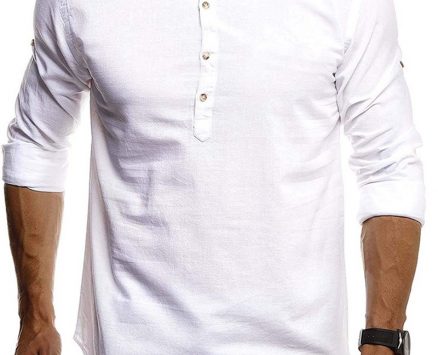 Ericdress Stand Collar Plain Casual Slim Men’s Shirt