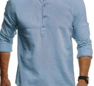 Ericdress Stand Collar Plain Casual Slim Men’s Shirt