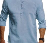 Ericdress Stand Collar Plain Casual Slim Men’s Shirt