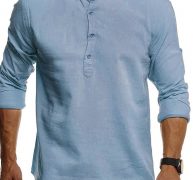 Ericdress Stand Collar Plain Casual Slim Men’s Shirt