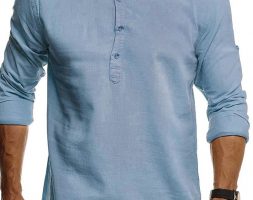 Ericdress Stand Collar Plain Casual Slim Men’s Shirt