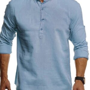 Ericdress Stand Collar Plain Casual Slim Men's Shirt