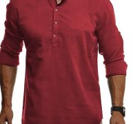 Ericdress Stand Collar Plain Casual Slim Men’s Shirt