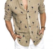Ericdress Stand Collar Print Animal Loose Single-Breasted Men’s Shirt