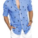 Ericdress Stand Collar Print Animal Loose Single-Breasted Men’s Shirt