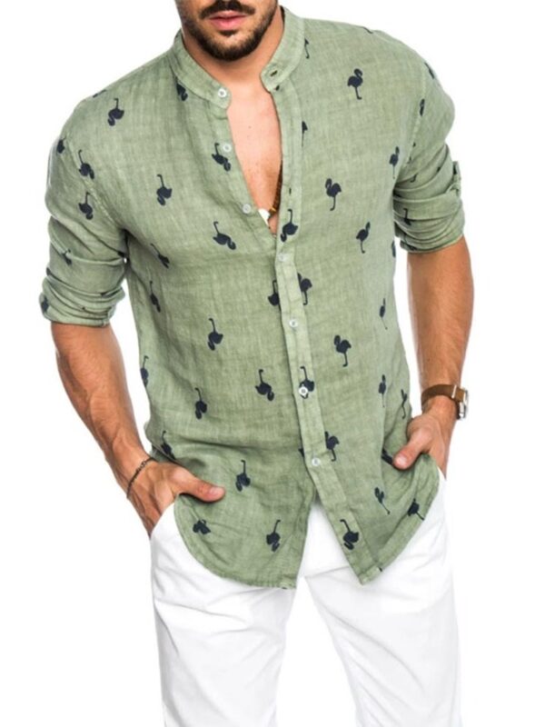 Ericdress Stand Collar Print Animal Loose Single-Breasted Men's Shirt