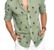 Ericdress Stand Collar Print Animal Loose Single-Breasted Men’s Shirt