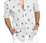 Ericdress Stand Collar Print Animal Loose Single-Breasted Men’s Shirt
