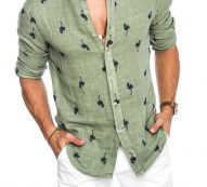 Ericdress Stand Collar Print Animal Loose Single-Breasted Men’s Shirt