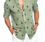 Ericdress Stand Collar Print Animal Loose Single-Breasted Men’s Shirt