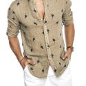 Ericdress Stand Collar Print Animal Loose Single-Breasted Men’s Shirt