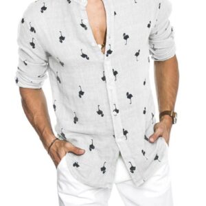 Ericdress Stand Collar Print Animal Loose Single-Breasted Men's Shirt