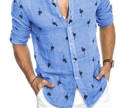 Ericdress Stand Collar Print Animal Loose Single-Breasted Men’s Shirt
