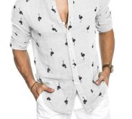 Ericdress Stand Collar Print Animal Loose Single-Breasted Men’s Shirt