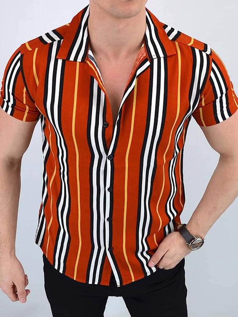 Ericdress Stripe Casual Button Single-Breasted Men's Shirt